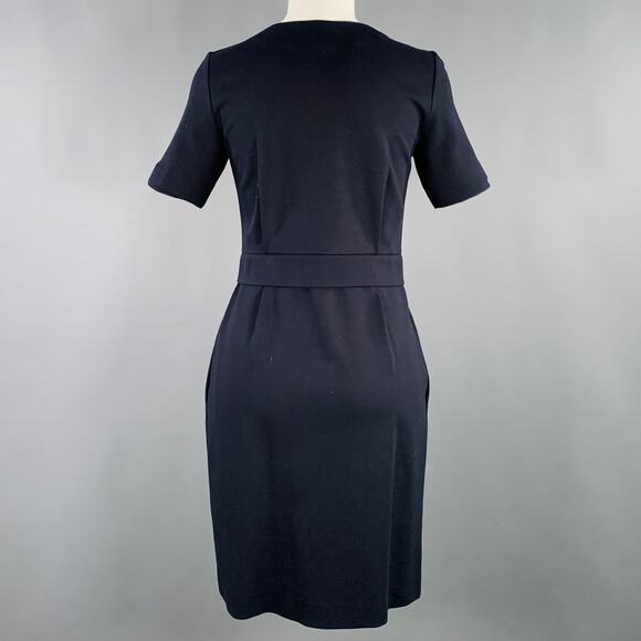 ARMANI COLLEZIONI Size 4 Navy Viscose Blend Pleated Zip Up Dress - Picture 4 of 8